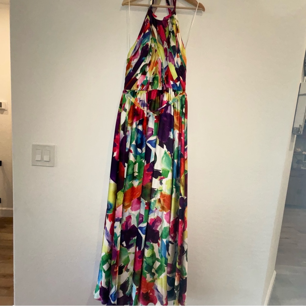 Colorful Backless Satin Evening Gown